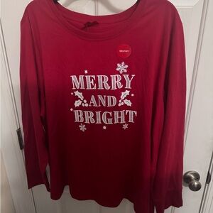 Macy's family PJ's L/S Sleep Top & Pants Set Red Plus 3X "Merry and Bright" NWT